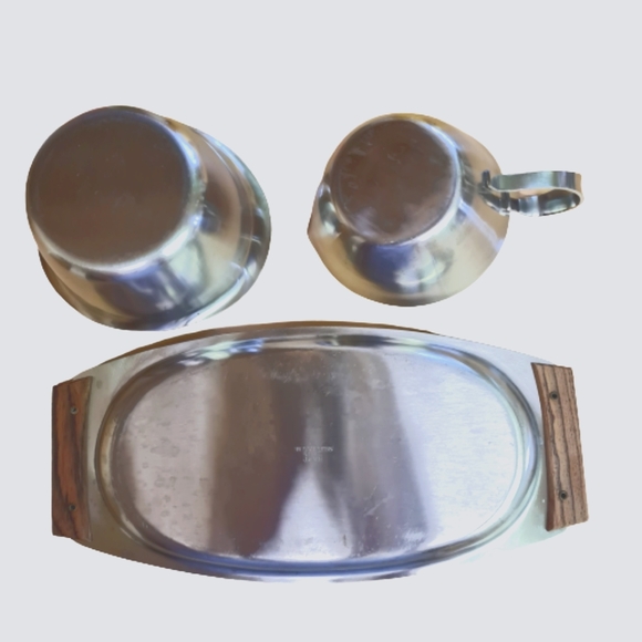 Stainless steel and wood serving set - Vintage - Picture 3 of 4